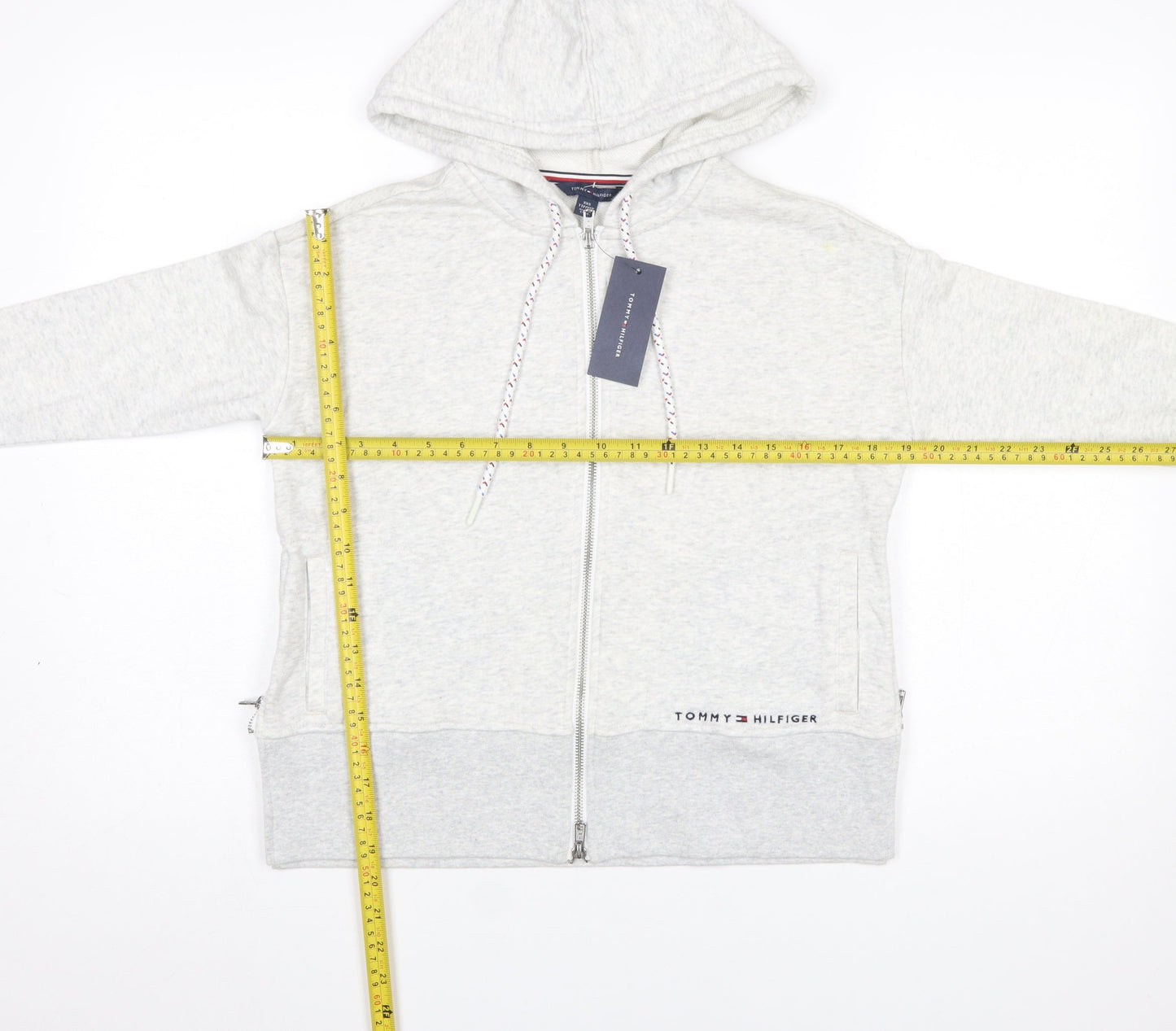 Womens UK Size 2XS Tommy Hilfiger Grey Full Zip Hoodie