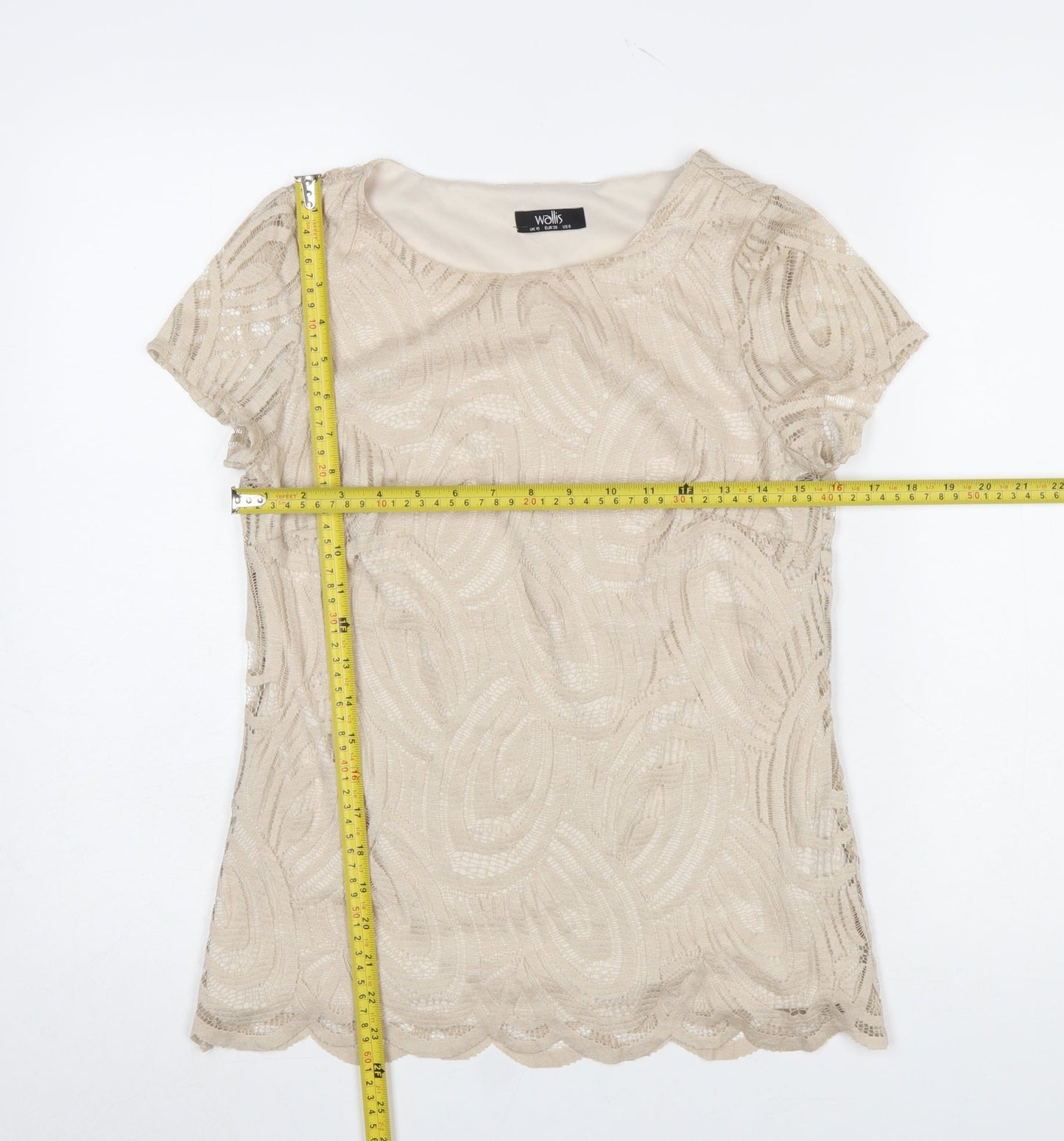 Womens UK Size 10 Wallis Beige Tunic Blouse