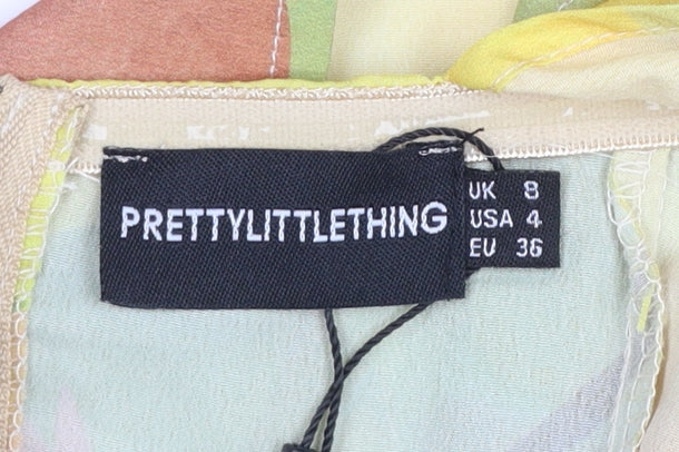 Womens UK Size 8 PRETTYLITTLETHING Multicoloured Cropped Blouse