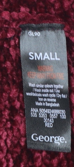 Womens UK Size S George Red Pullover Jumper