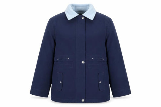 Front view of Marks & Spencer Men's Blue Parka Jacket, size 16 Plus, Polyester