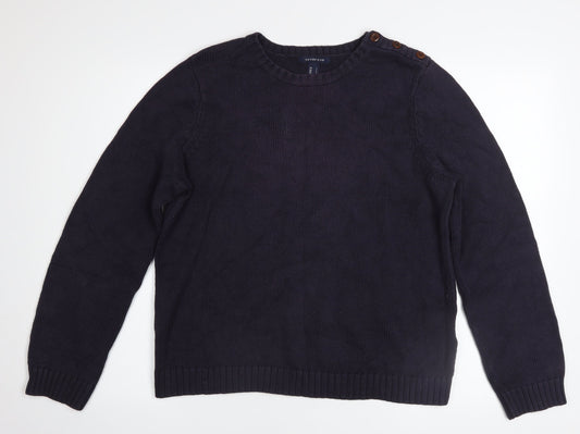 Mens UK Size L Lands' End Blue Pullover Jumper