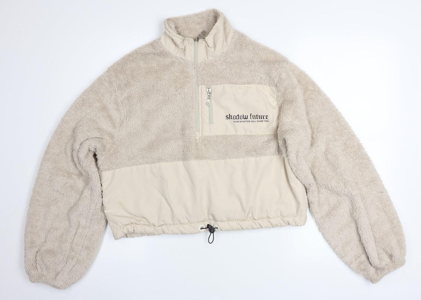 Womens UK Size L ECROU Beige Pullover 1/2 Zip Fleece Jacket