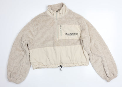 Womens UK Size L ECROU Beige Pullover 1/2 Zip Fleece Jacket