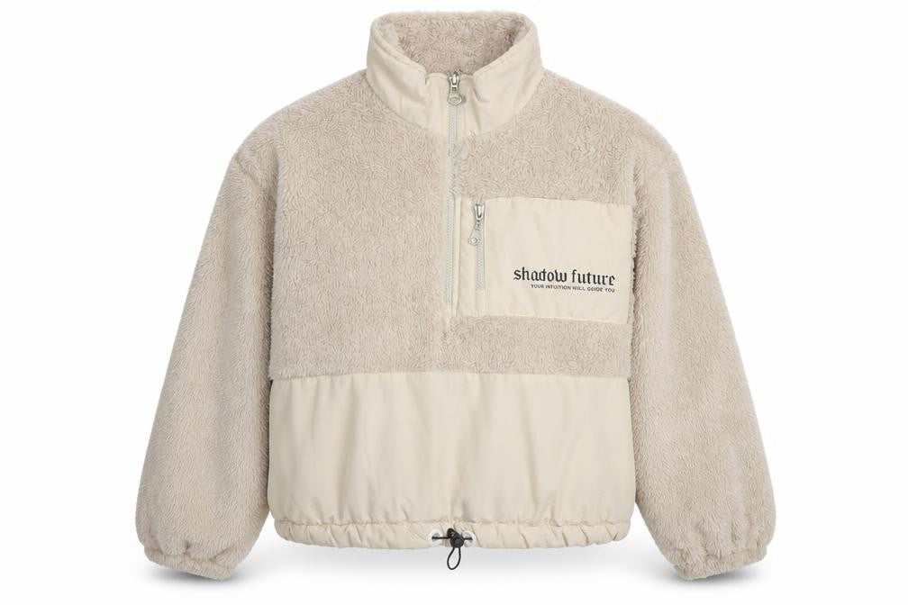 Womens UK Size L ECROU Beige Pullover 1/2 Zip Fleece Jacket