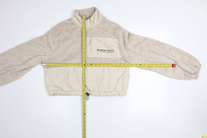 Womens UK Size L ECROU Beige Pullover 1/2 Zip Fleece Jacket