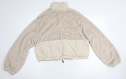 Womens UK Size L ECROU Beige Pullover 1/2 Zip Fleece Jacket