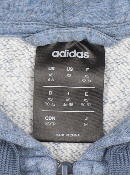 Womens UK Size XS adidas Blue Full Zip Hoodie