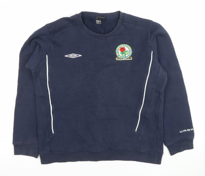 Umbro Boys Navy Blue Sweatshirt 14 Years Pullover Cotton Blend Football Top