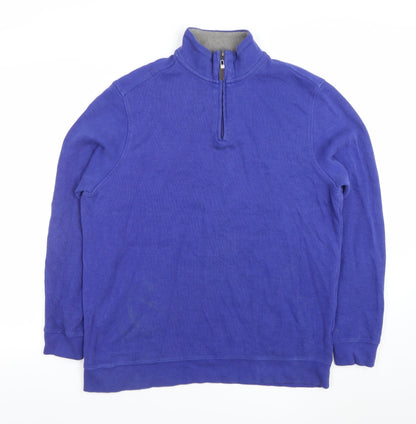 Mens UK Size M Jacques Vert Blue 1/4 Zip Sweatshirt