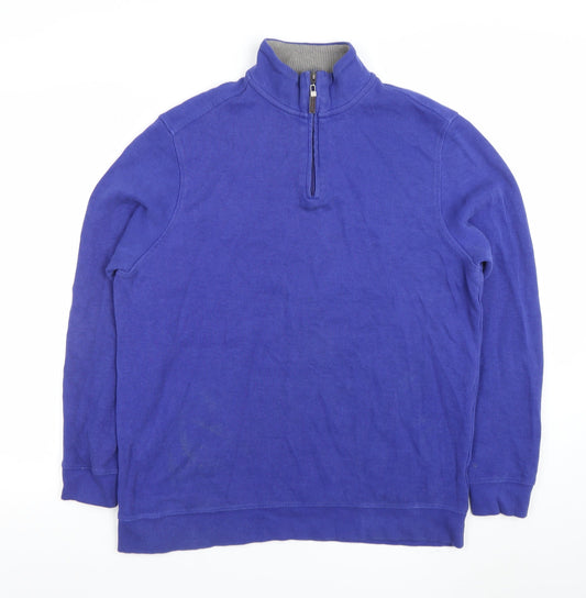 Mens UK Size M Jacques Vert Blue 1/4 Zip Sweatshirt