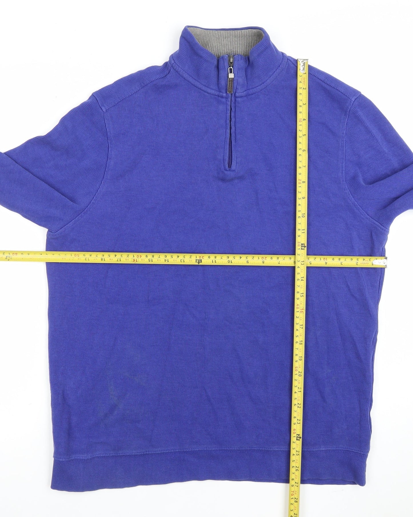 Mens UK Size M Jacques Vert Blue 1/4 Zip Sweatshirt