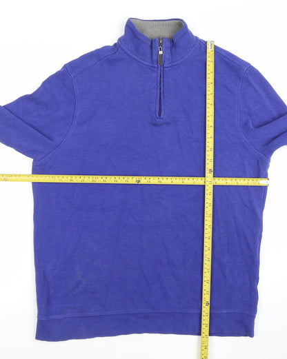 Mens UK Size M Jacques Vert Blue 1/4 Zip Sweatshirt
