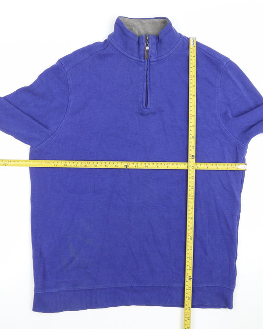 Mens UK Size M Jacques Vert Blue 1/4 Zip Sweatshirt