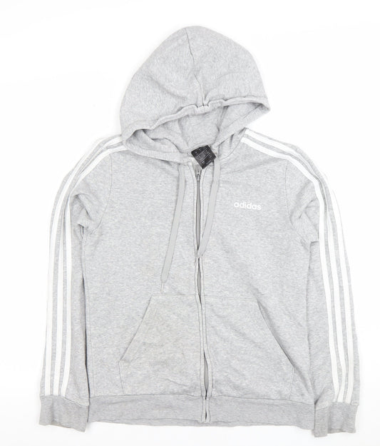 Womens UK Size 12-14 adidas Grey Full Zip Hoodie