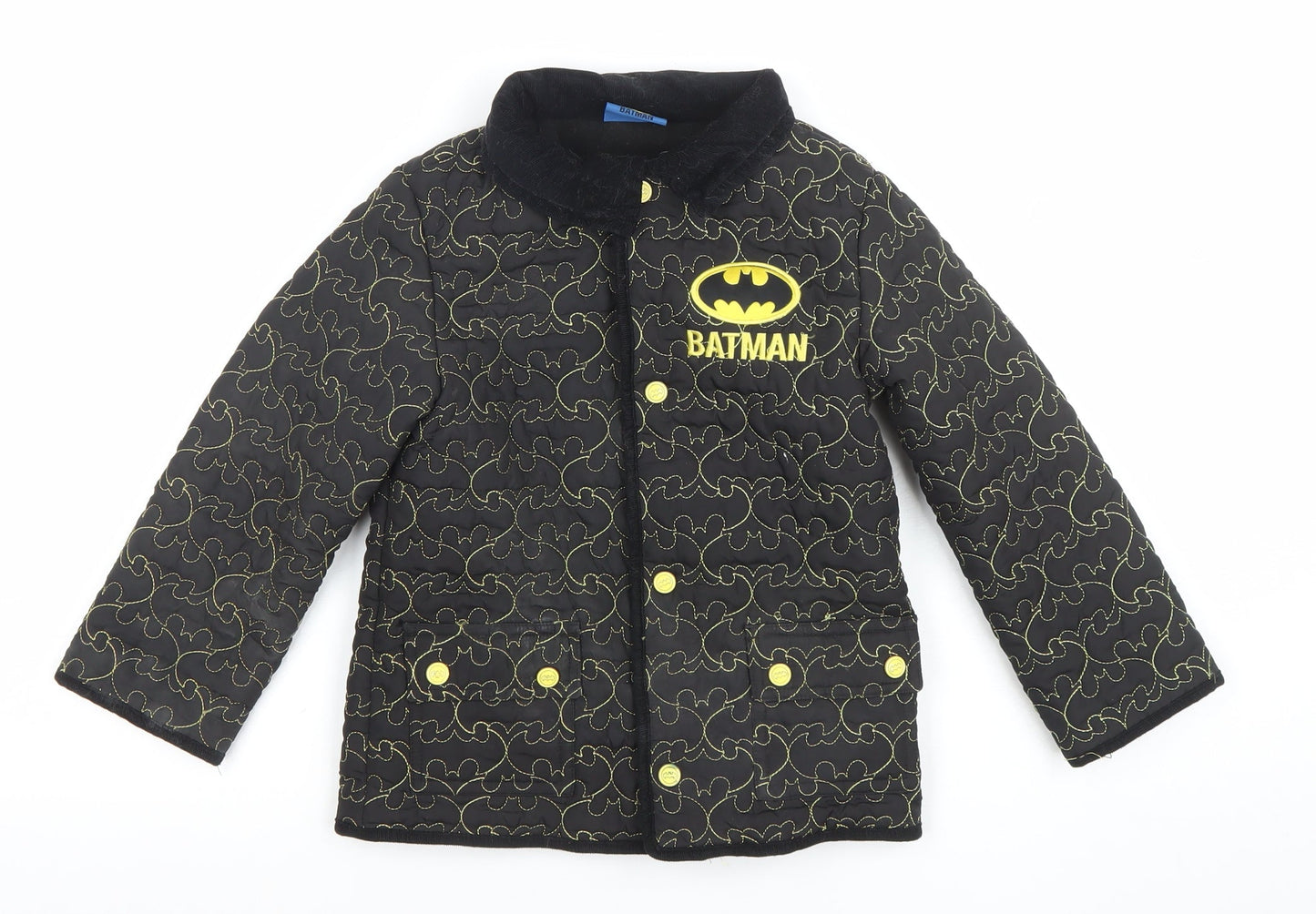 Boys UK Size 6 Years Batman Black Quilted Coat