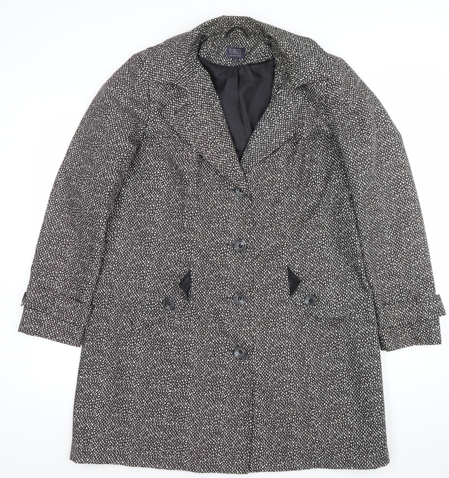 Womens UK Size 16 Marks and Spencer Black Overcoat