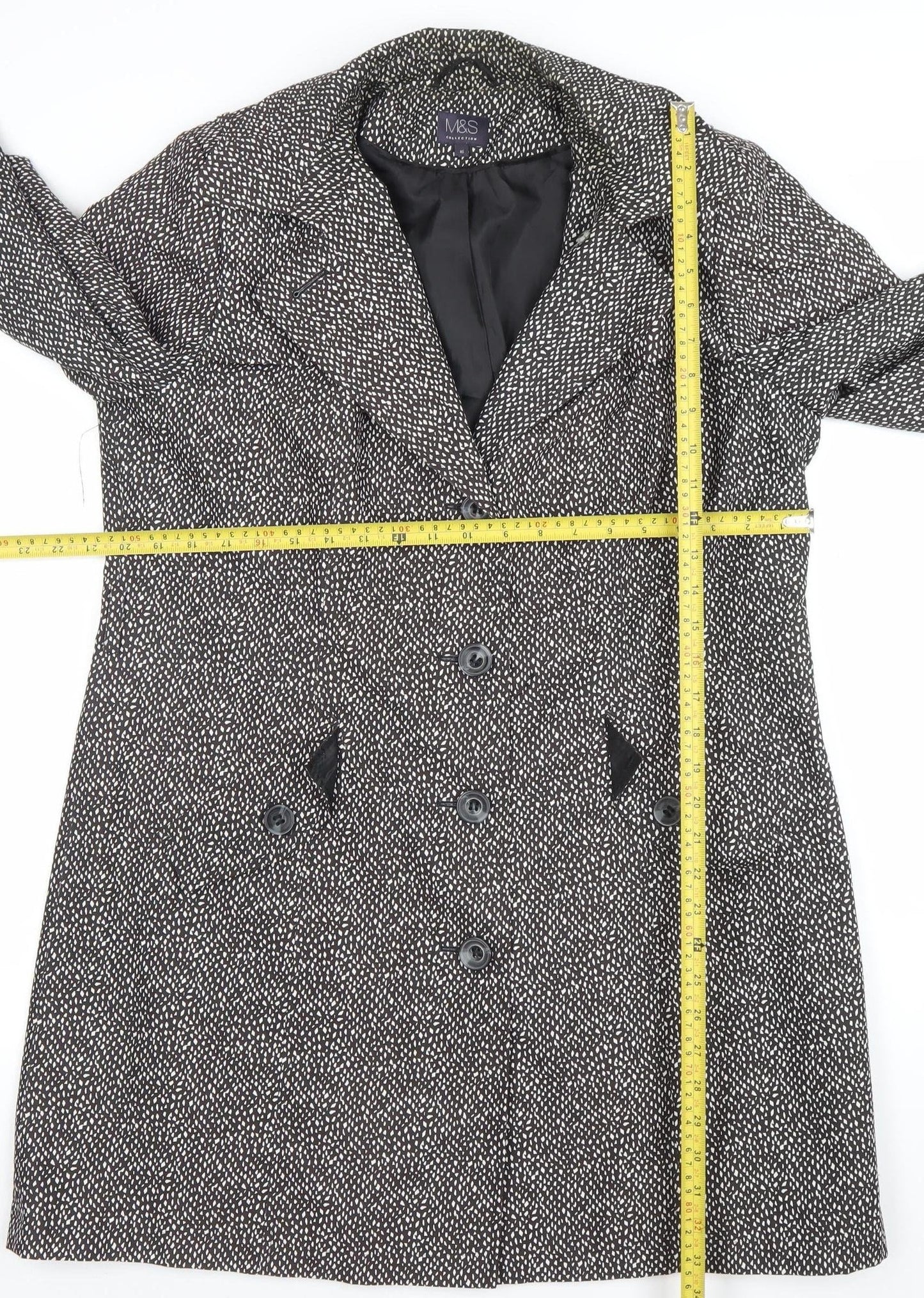 Womens UK Size 16 Marks and Spencer Black Overcoat