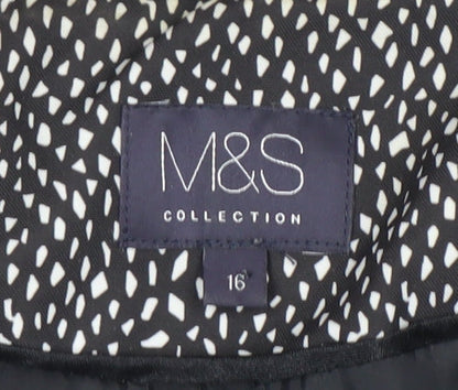 Womens UK Size 16 Marks and Spencer Black Overcoat
