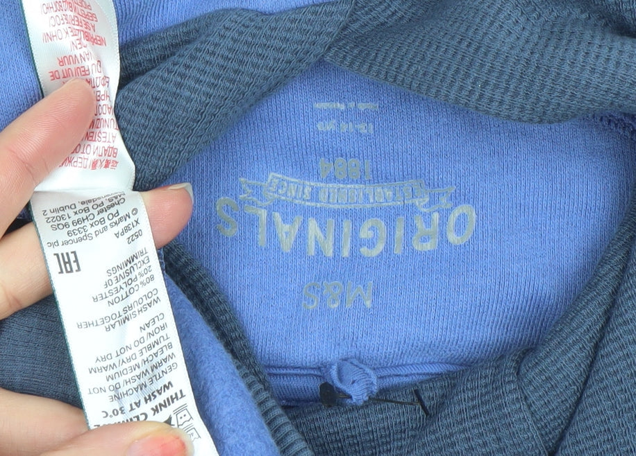 Boys UK Size 7-8 Years Marks and Spencer Blue Pullover Hoodie