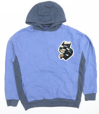 Boys UK Size 7-8 Years Marks and Spencer Blue Pullover Hoodie