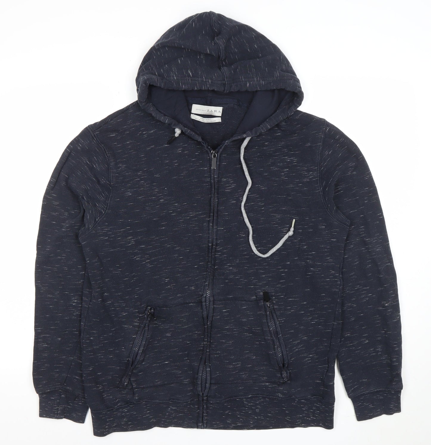 Mens UK Size XL Zara Blue Full Zip Hoodie