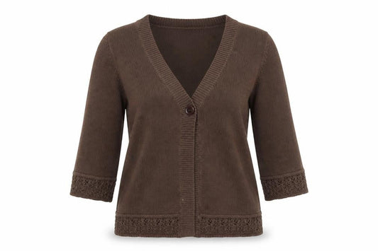 Womens UK Size 14 Eastex Brown Cardigan Jumper