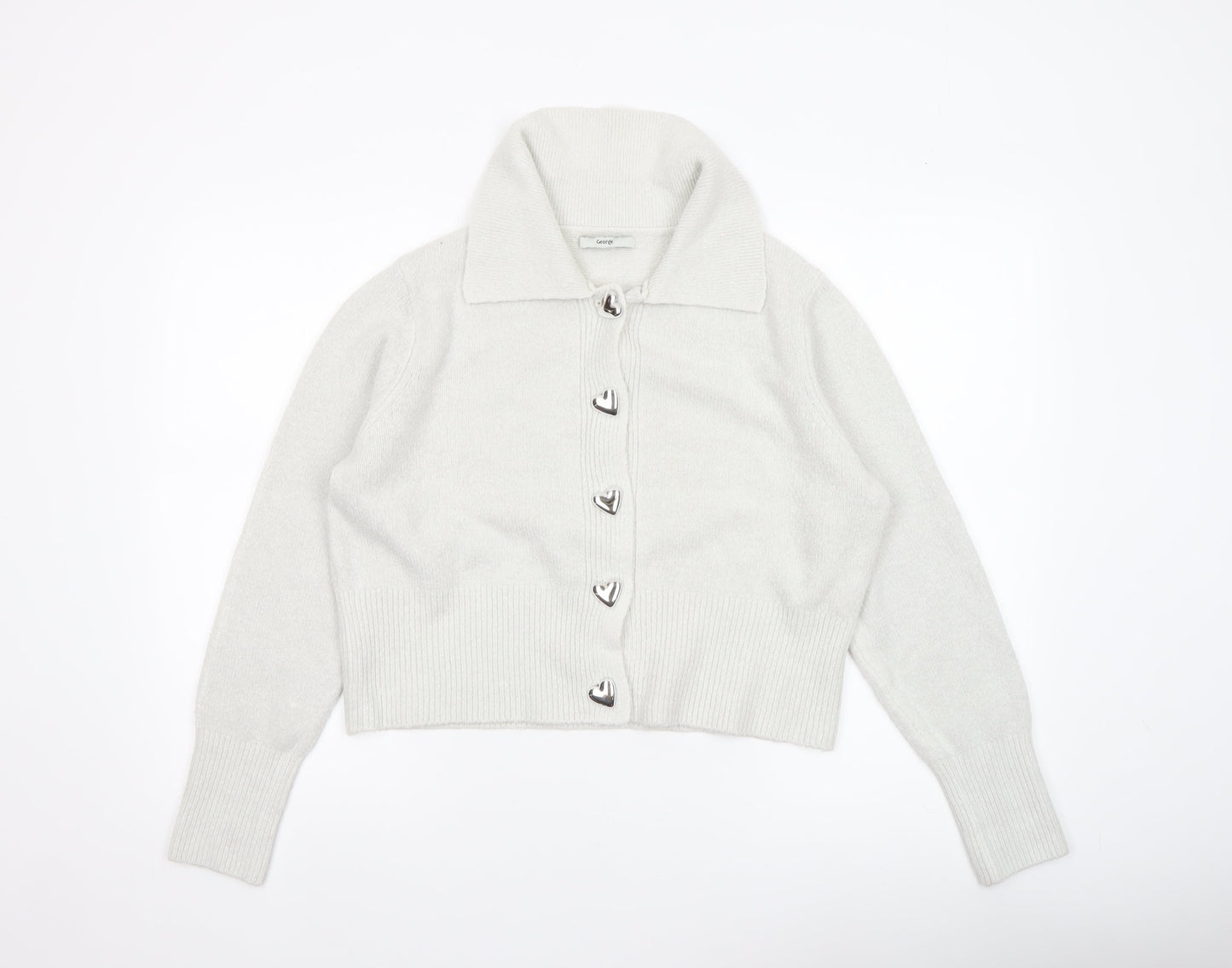 Womens UK Size L George Ivory Cardigan Jumper