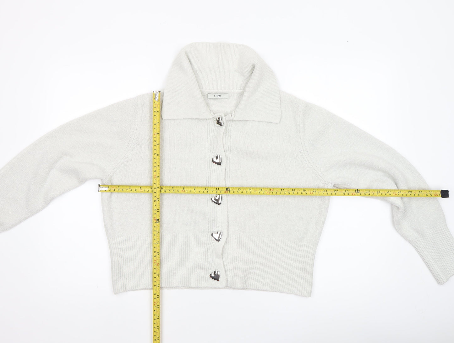 Womens UK Size L George Ivory Cardigan Jumper