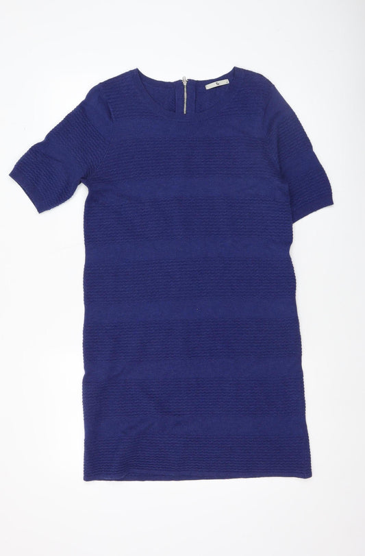 Tu Women’s Blue Shift Dress Size 12 Knit Short Sleeve Workwear