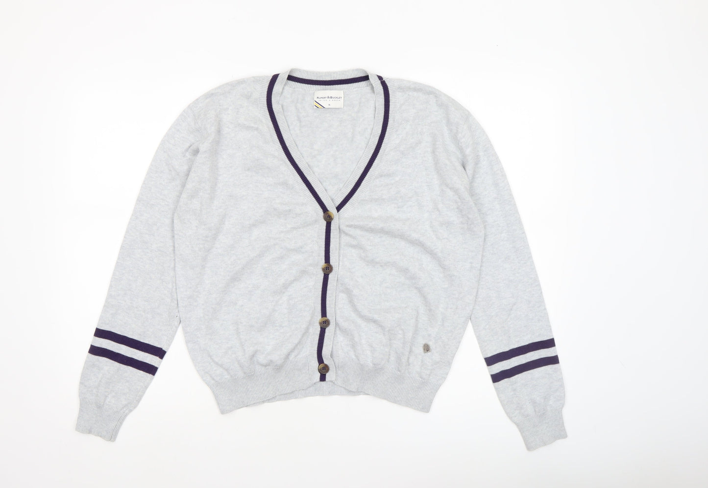 Womens UK Size 14 Rupert & Buckley Grey Cardigan Jumper