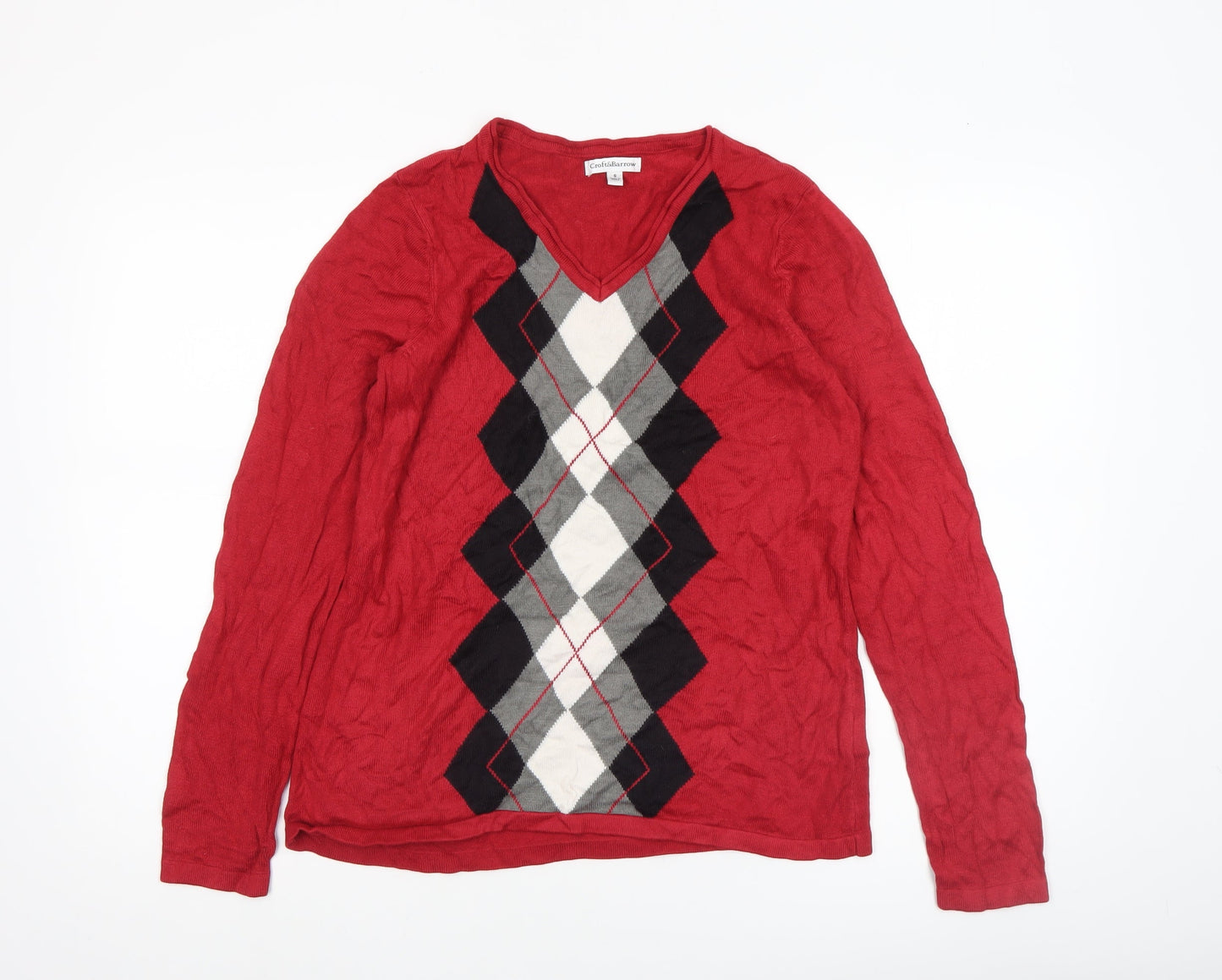 Womens UK Size S Croft & Barrow Red Pullover Jumper