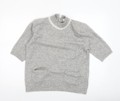 Womens UK Size L ICHI Grey Pullover Jumper
