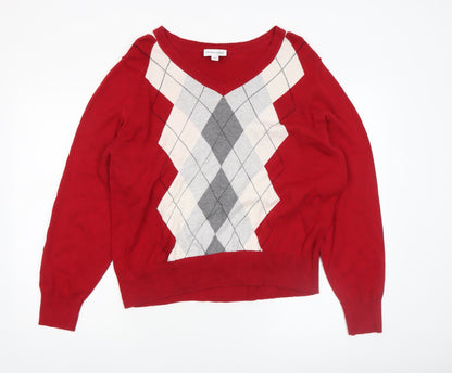 Womens UK Size XL St. John's Bay Red Pullover Jumper