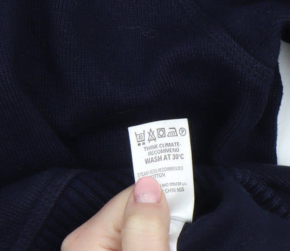 Mens UK Size L Marks and Spencer Blue Henley Sweatshirt