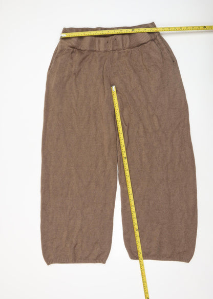 Womens UK Size L COLLUSION Relaxed Fit Cropped Brown Trousers