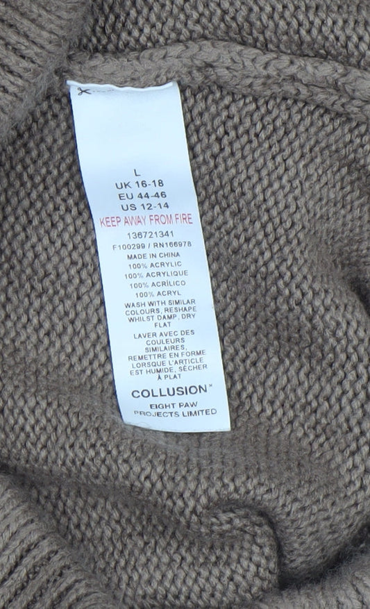 Womens UK Size L COLLUSION Relaxed Fit Cropped Brown Trousers