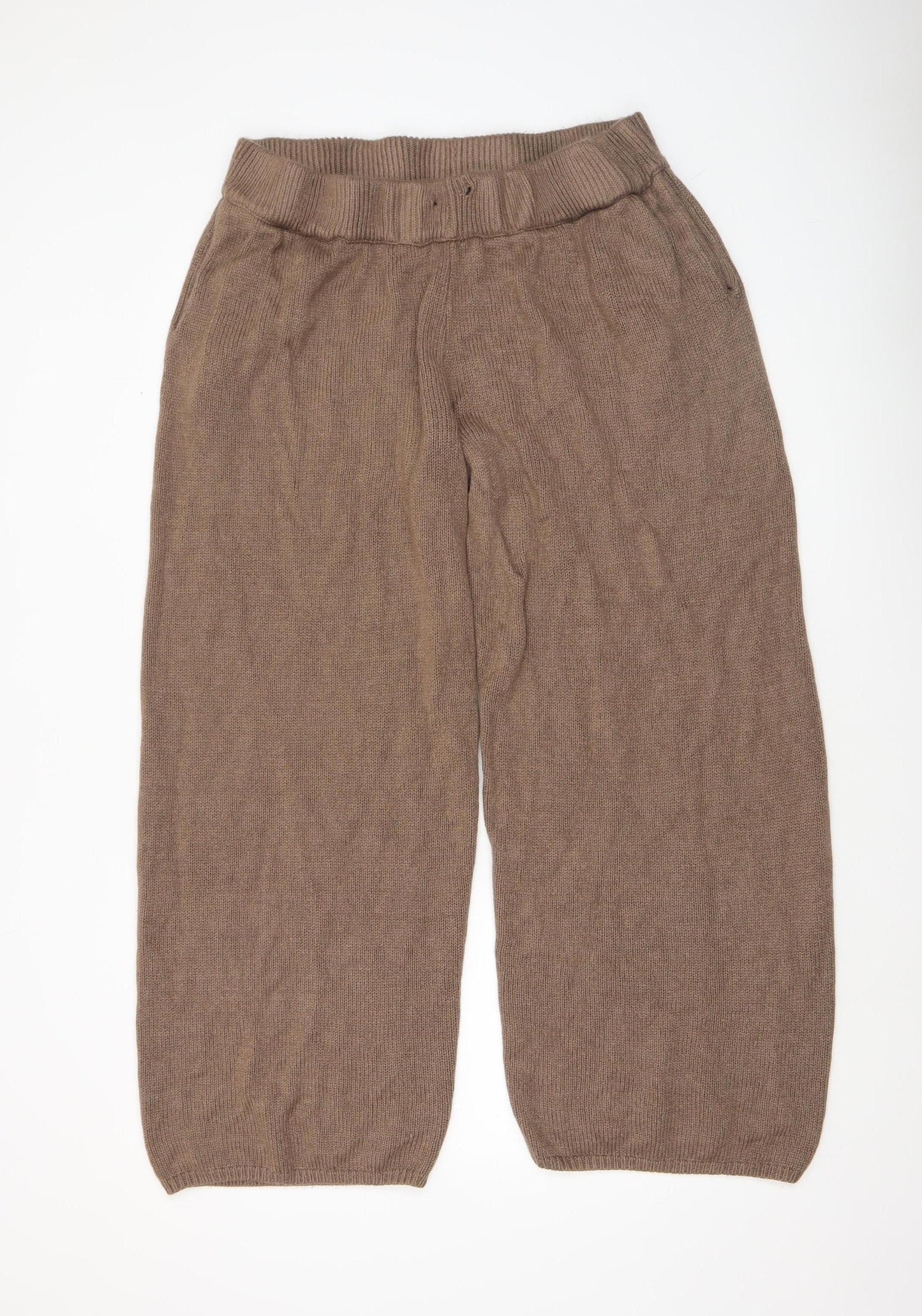 Womens UK Size L COLLUSION Relaxed Fit Cropped Brown Trousers