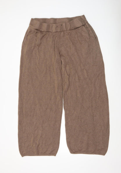 Womens UK Size L COLLUSION Relaxed Fit Cropped Brown Trousers