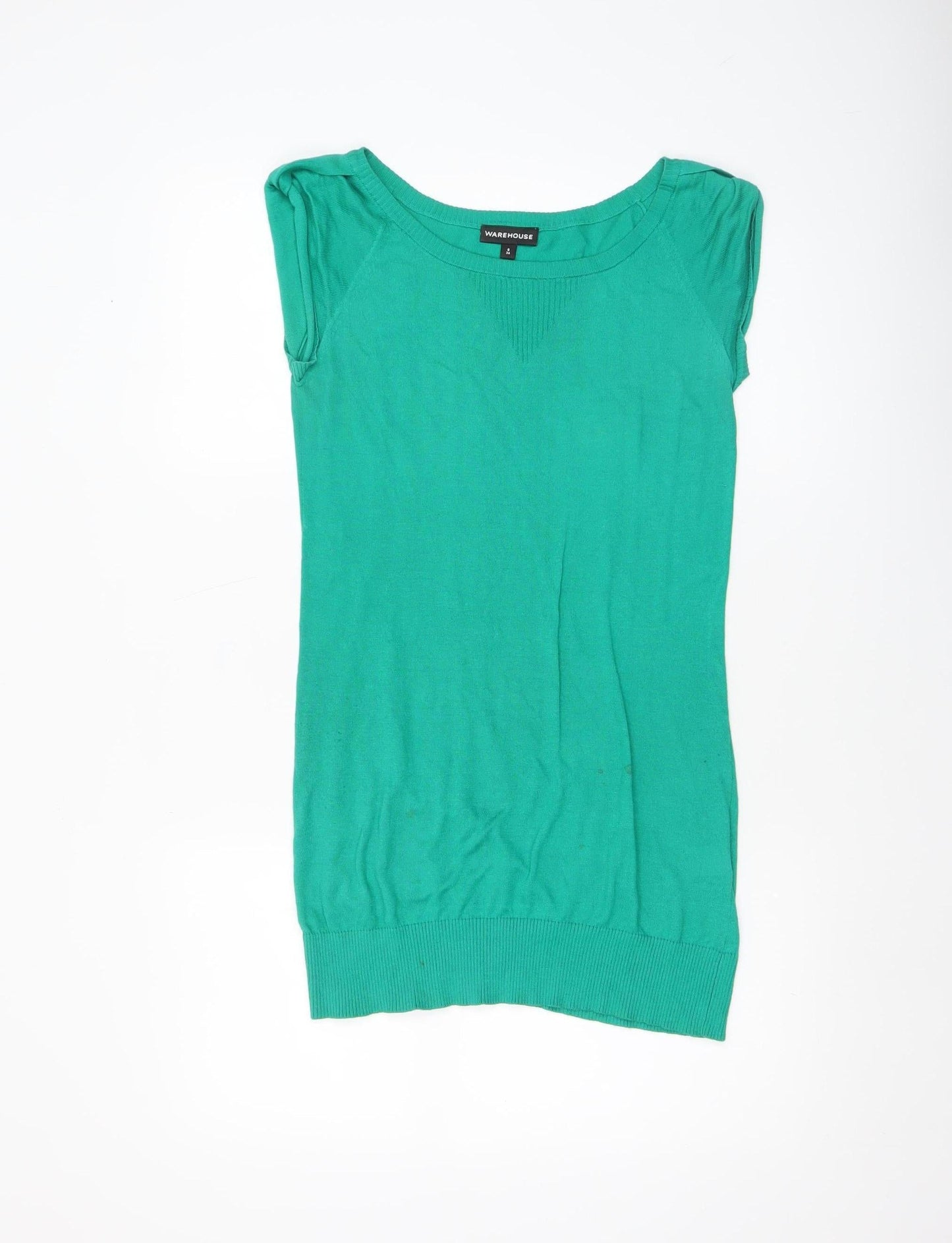 Womens UK Size 6 Warehouse Green Basic T-Shirt