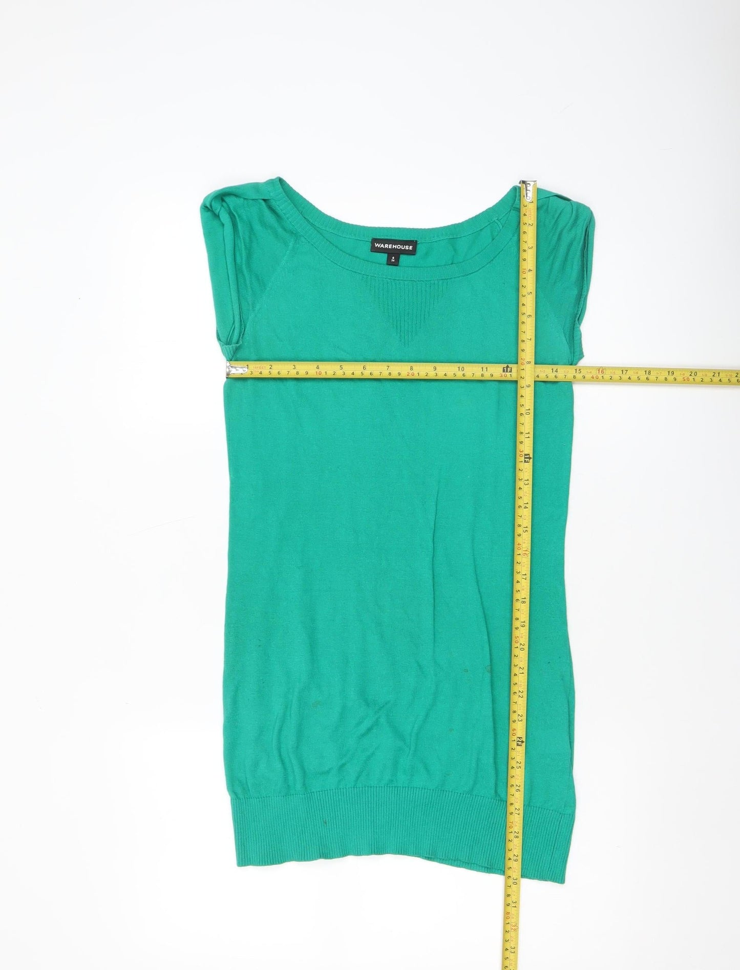 Womens UK Size 6 Warehouse Green Basic T-Shirt