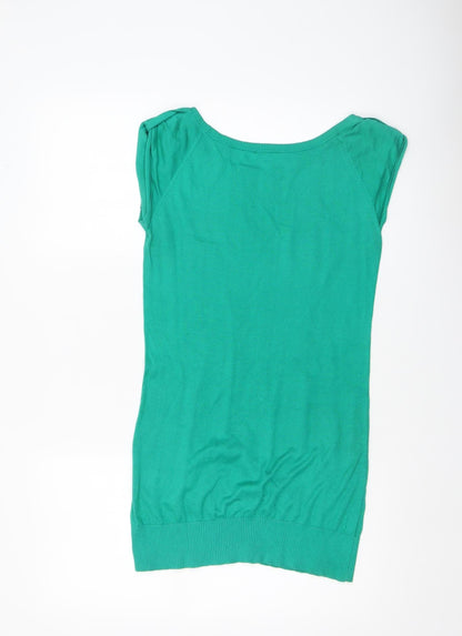 Womens UK Size 6 Warehouse Green Basic T-Shirt
