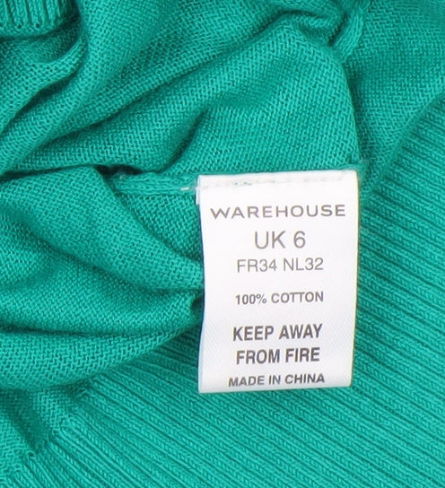 Womens UK Size 6 Warehouse Green Basic T-Shirt
