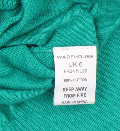 Womens UK Size 6 Warehouse Green Basic T-Shirt