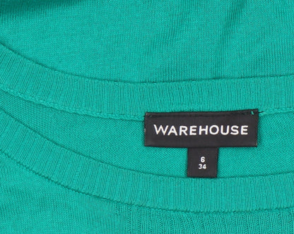 Womens UK Size 6 Warehouse Green Basic T-Shirt