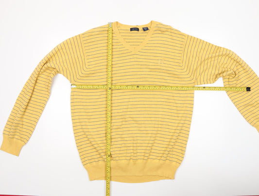 IZOD Men’s Yellow Striped V-Neck Cotton Jumper XL