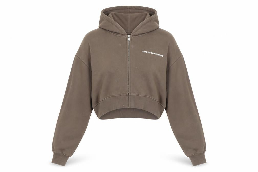 Womens UK Size S Good For Nothing Brown Full Zip Hoodie