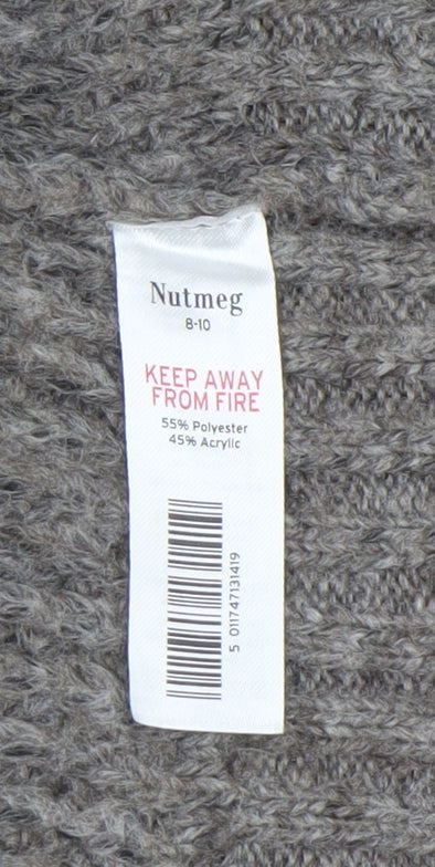Nutmeg Women's Grey Hooded Open Knit Cardigan Size 8-10