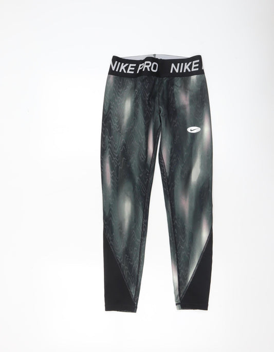 Nike Pro Girls Black Dri-FIT Ankle Sports Leggings Size 12 Years