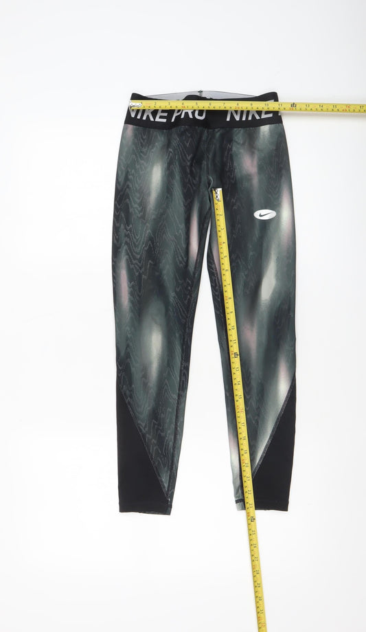 Nike Pro Girls Black Dri-FIT Ankle Sports Leggings Size 12 Years